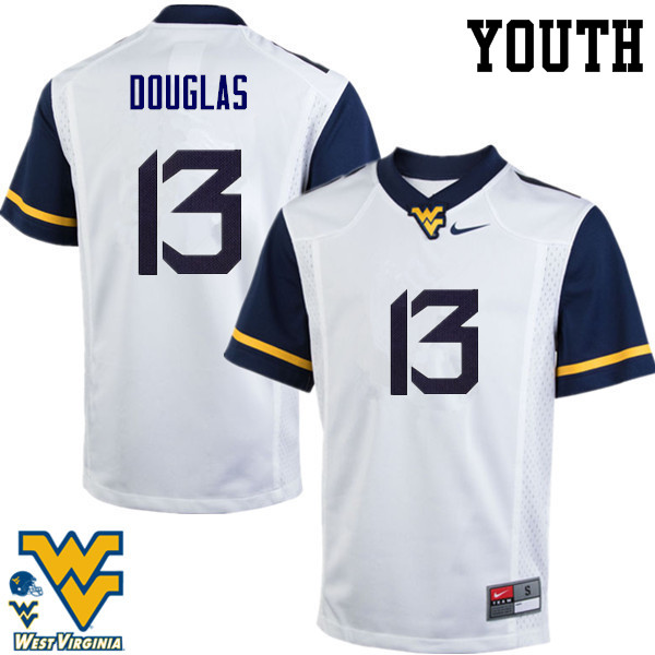 Youth #13 Rasul Douglas West Virginia Mountaineers College Football Jerseys-White - Click Image to Close